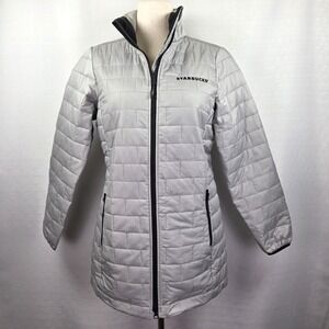 Starbucks Elevate Gray Puffer Insulated Employee Jacket Packable Gray Sz Medium